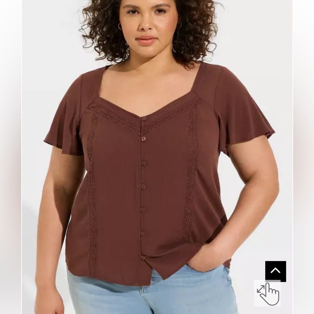 NWT Torrid Gauze Button Front Flutter Sleeve Top Size 4x